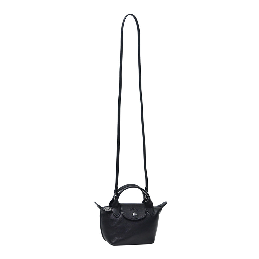 Longchamp Black Le Pliage Cuir Crossbody Bag With Top Handle - 2