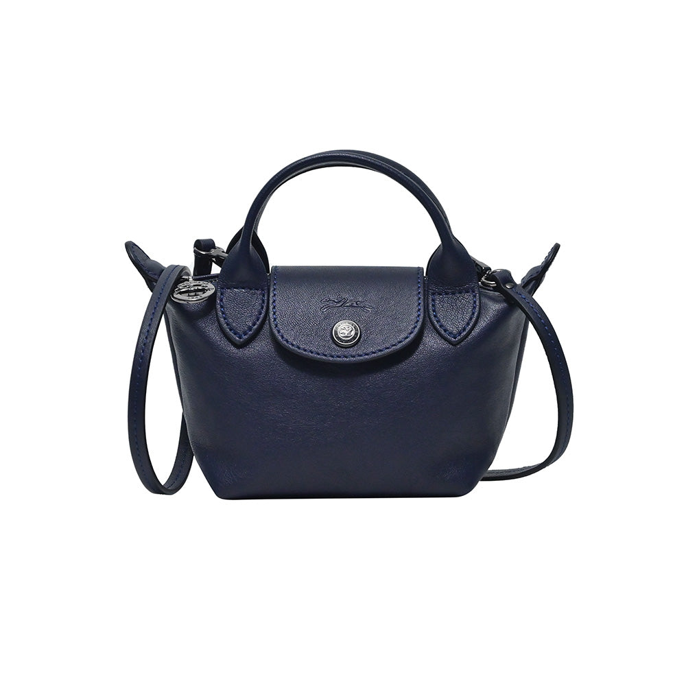 Longchamp Navy Le Pliage Cuir Crossbody Bag With Top Handle - 2