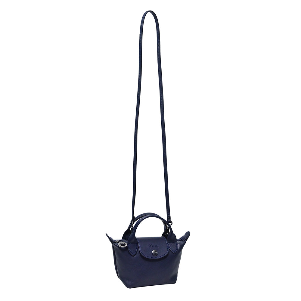 Longchamp Navy Le Pliage Cuir Crossbody Bag With Top Handle - 2