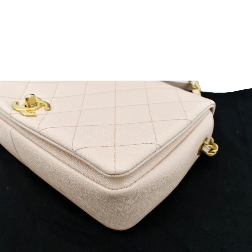 CHANEL Medium Fashion Therapy Flap Quilted Caviar Crossbody Bag Nude