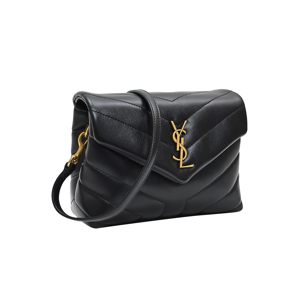 Black Matelasse Leather Loulou Toy Bag in Antique Gold Hardware (Rented Out)