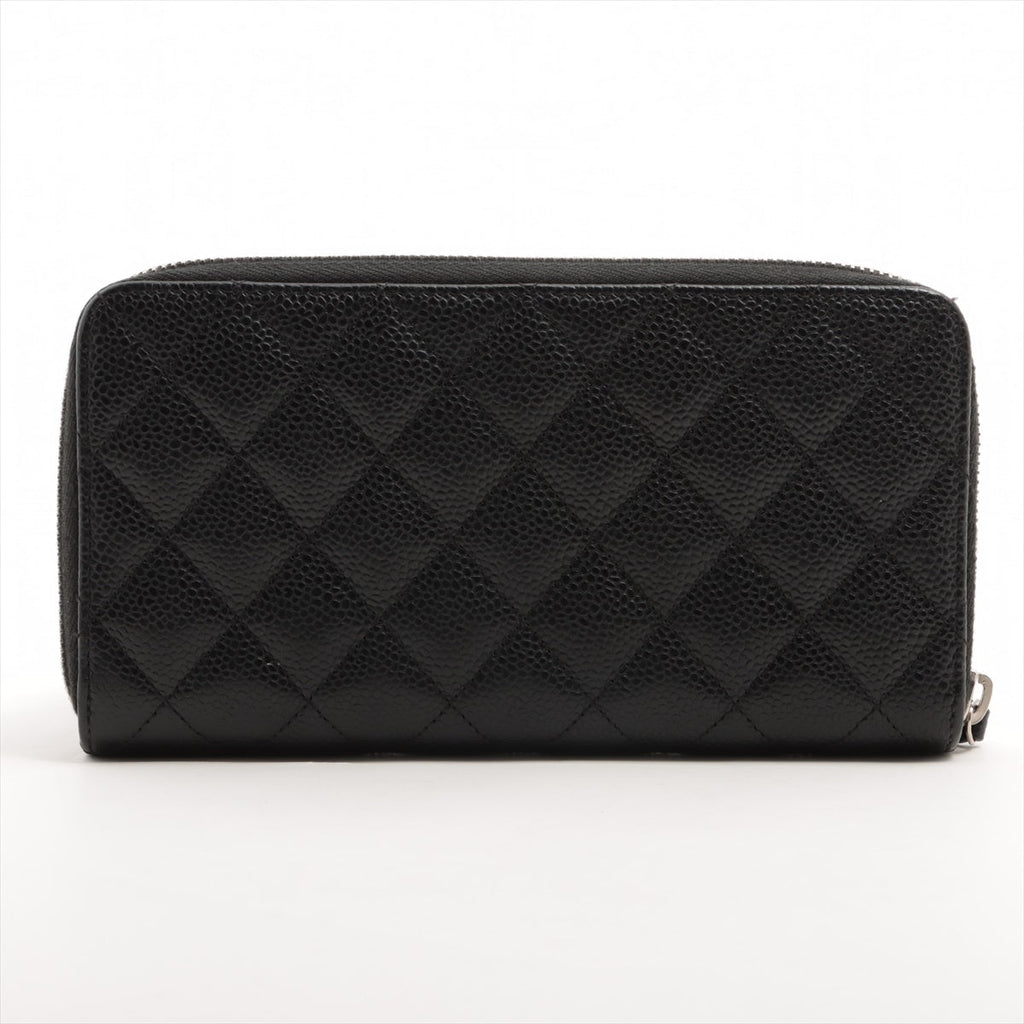 Chanel Caviar Long Zip Wallet Black