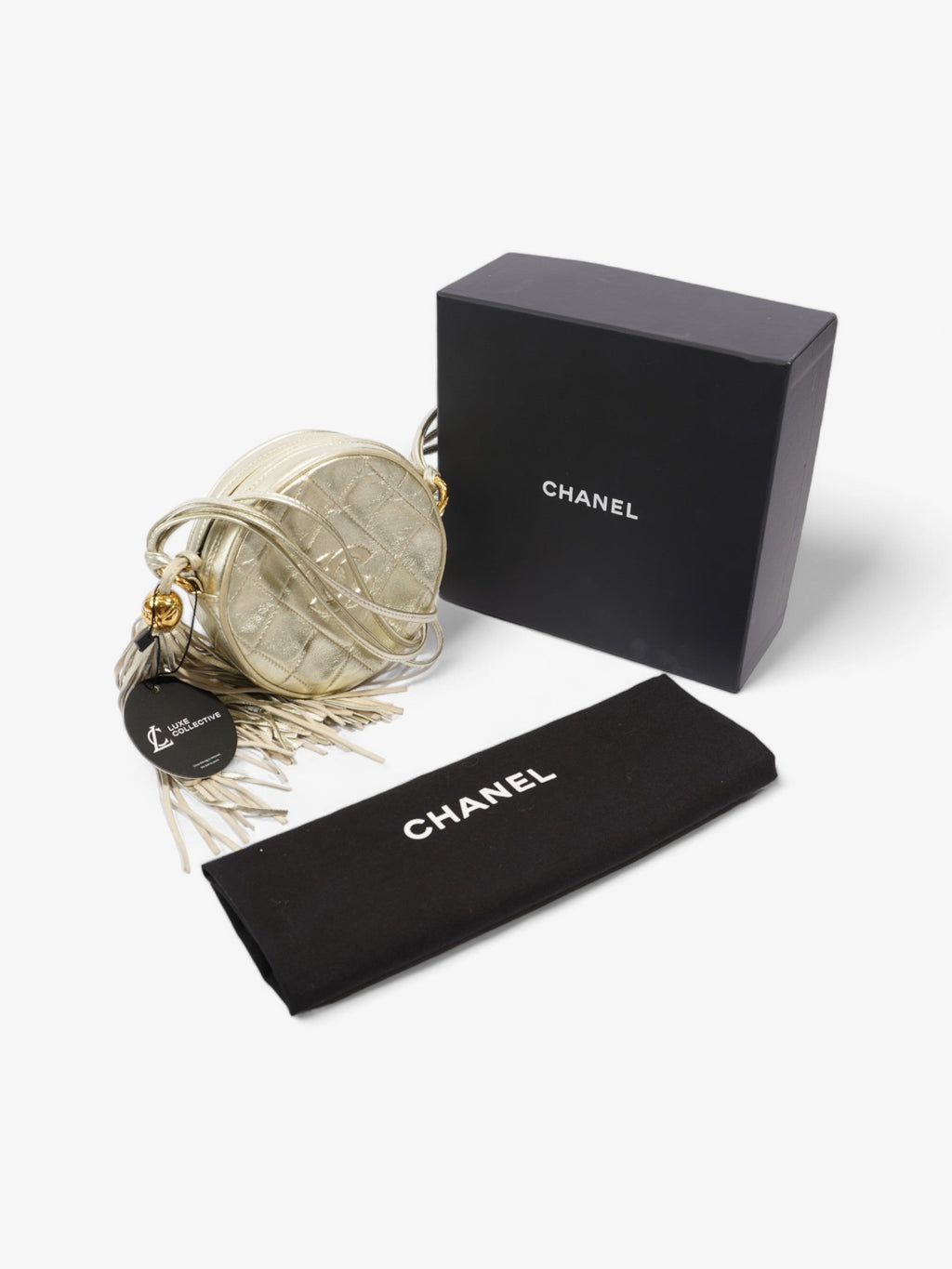 Chanel Round Logo Bag Gold Leather Mini