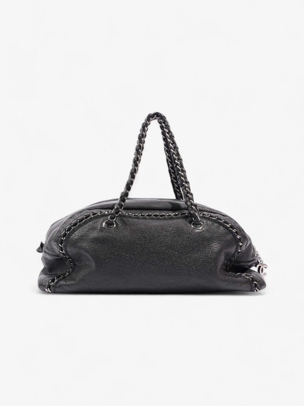 Chanel Luxe Ligne Bowling Bag Black Goatskin Leather Large
