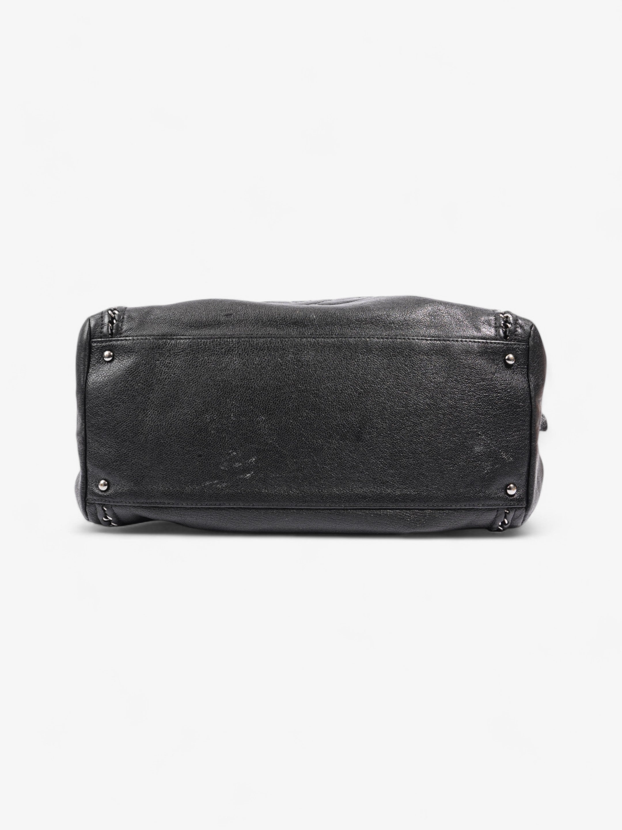 Chanel Luxe Ligne Bowling Bag Black Goatskin Leather Large