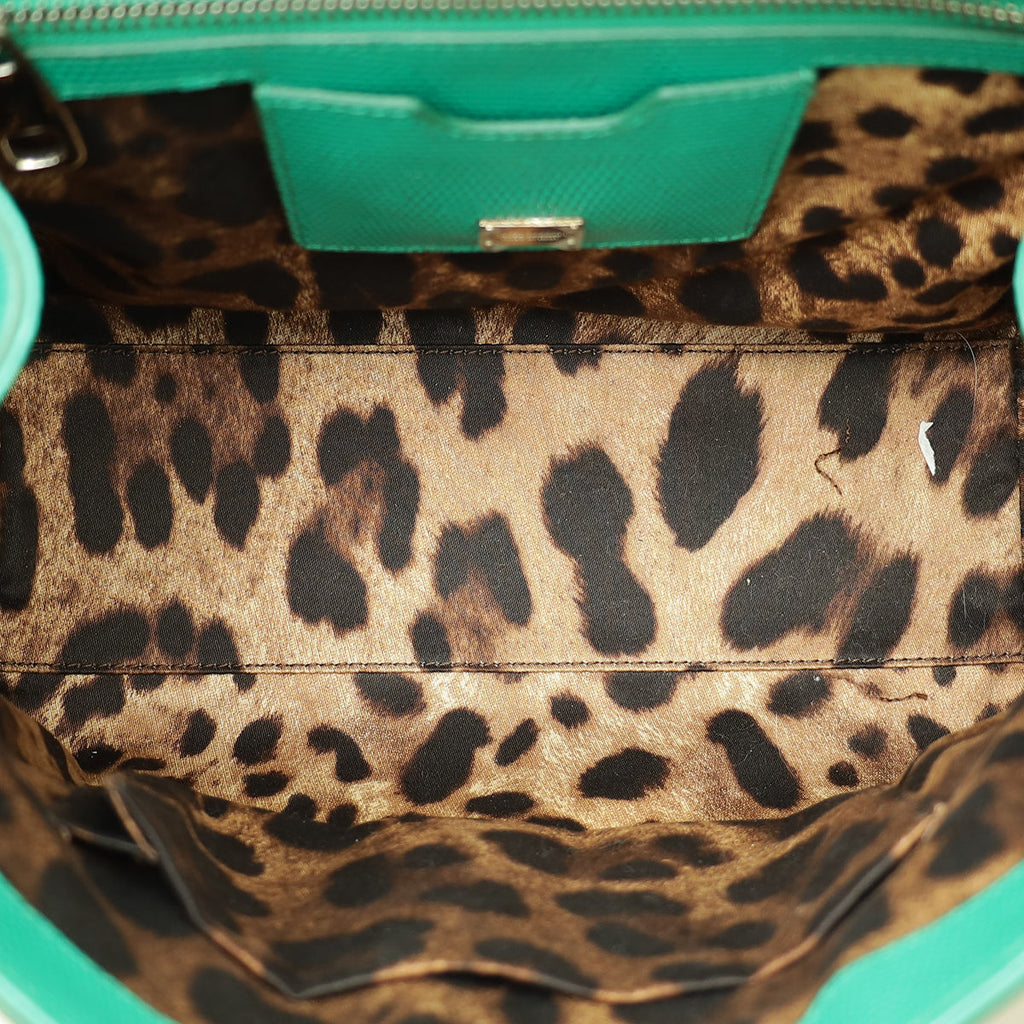 Dolce & Gabbana Green Iguana Print Miss Monica Top Handle Medium Bag