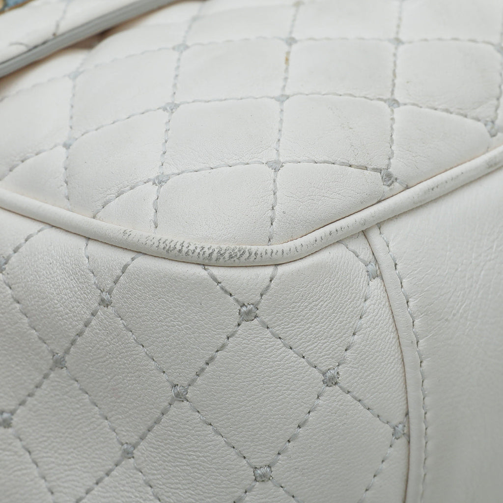 Dolce & Gabbana White Lucia Quilted Studs Embellished Medium Bag