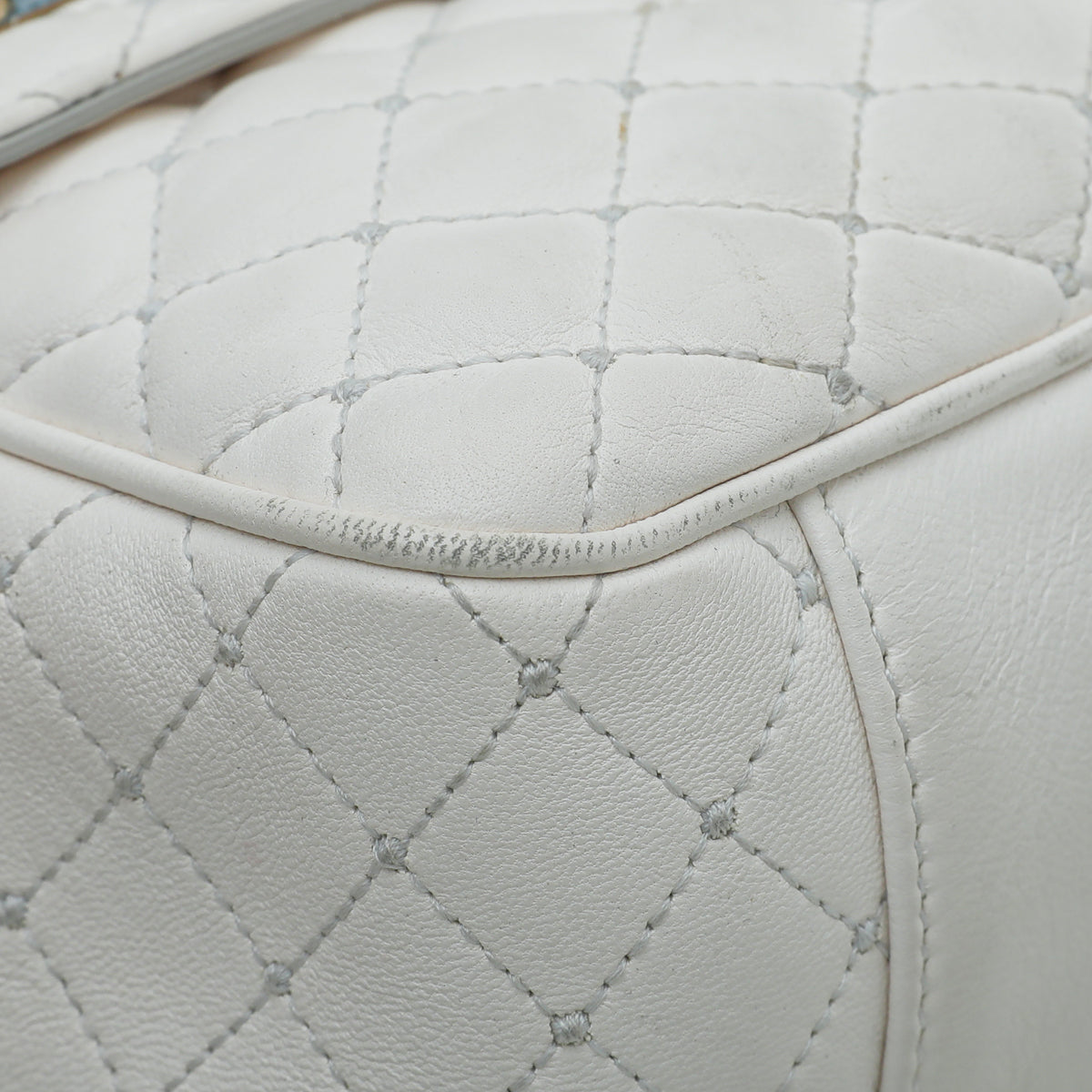 Dolce & Gabbana White Lucia Quilted Studs Embellished Medium Bag