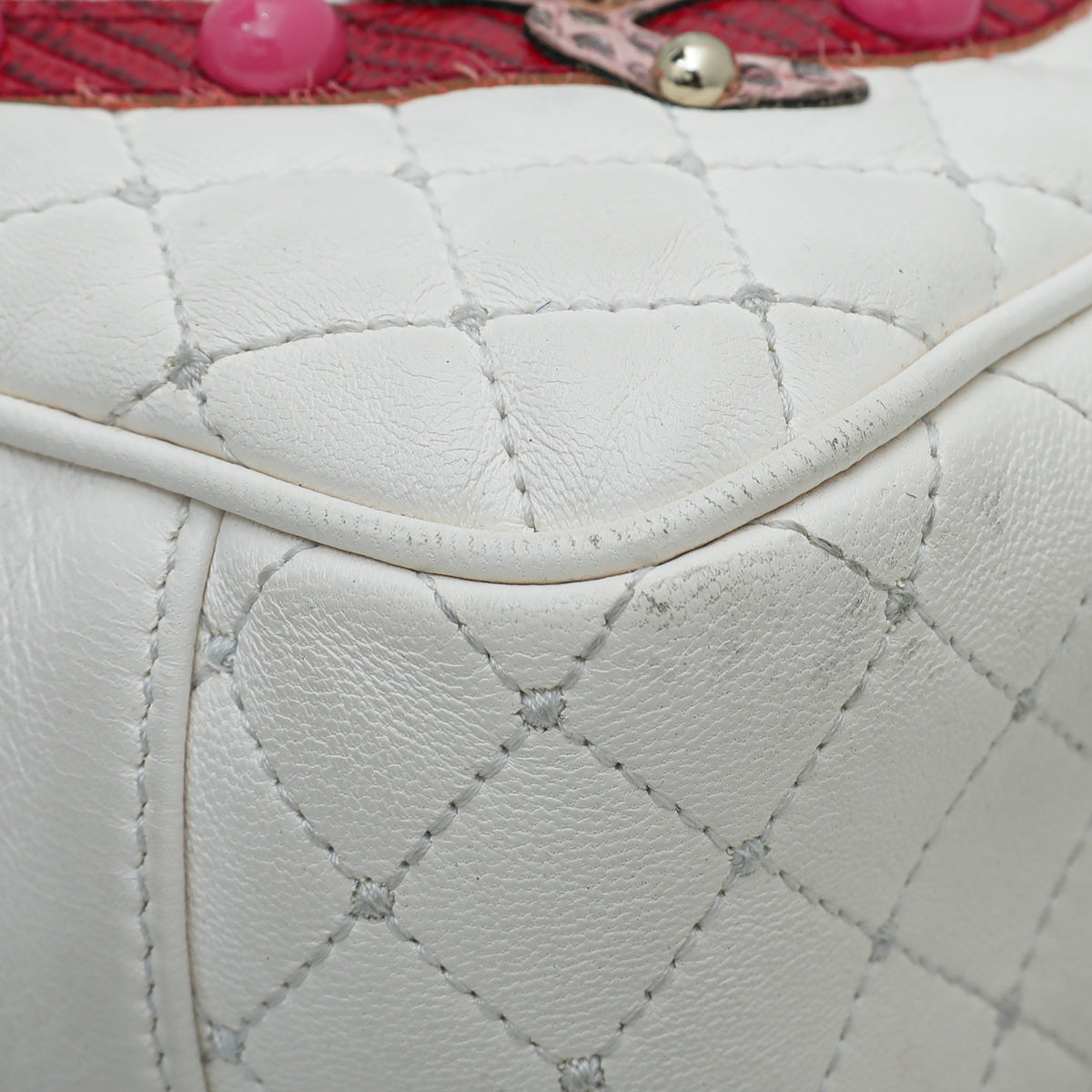 Dolce & Gabbana White Lucia Quilted Studs Embellished Medium Bag