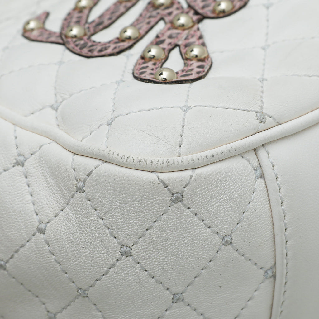 Dolce & Gabbana White Lucia Quilted Studs Embellished Medium Bag