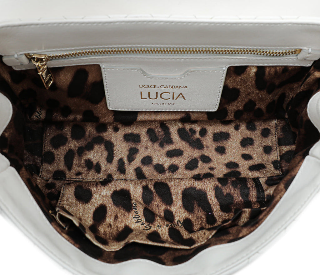 Dolce & Gabbana White Lucia Quilted Studs Embellished Medium Bag