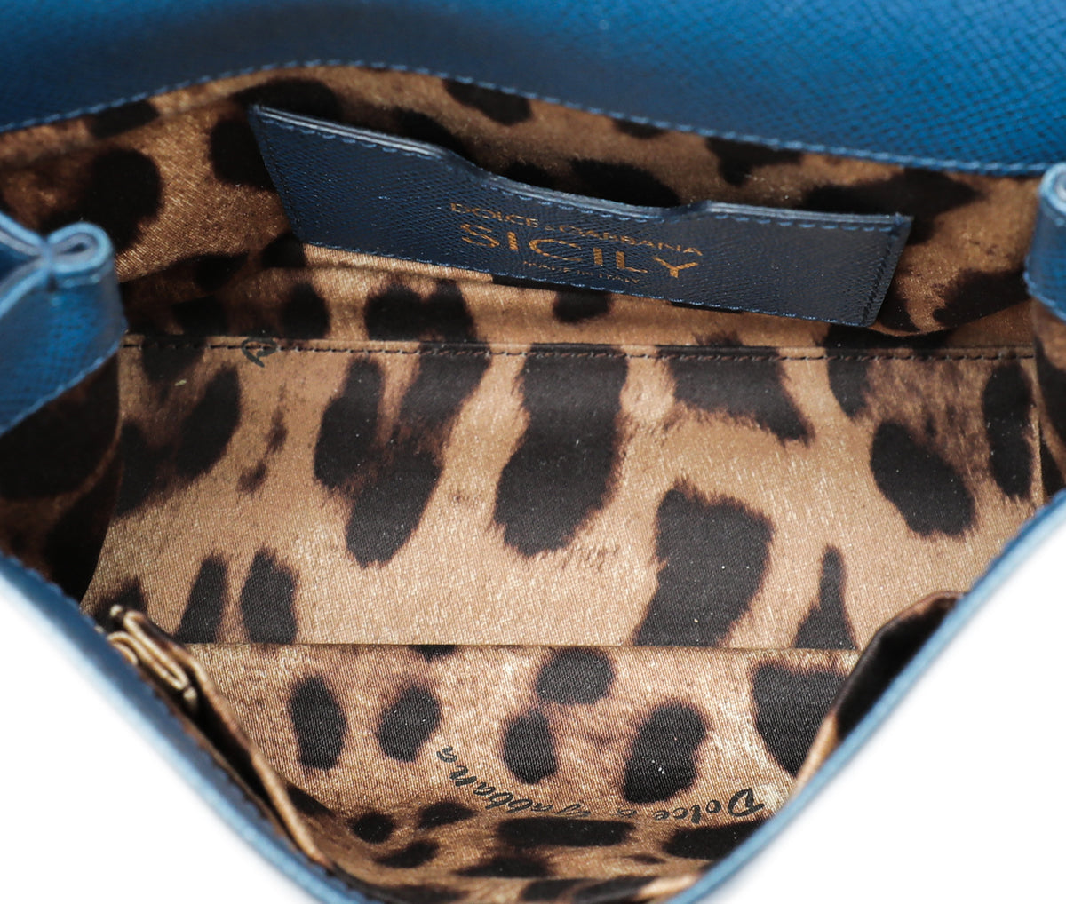 Dolce & Gabbana Blue Sicily Studs Handle Small Bag