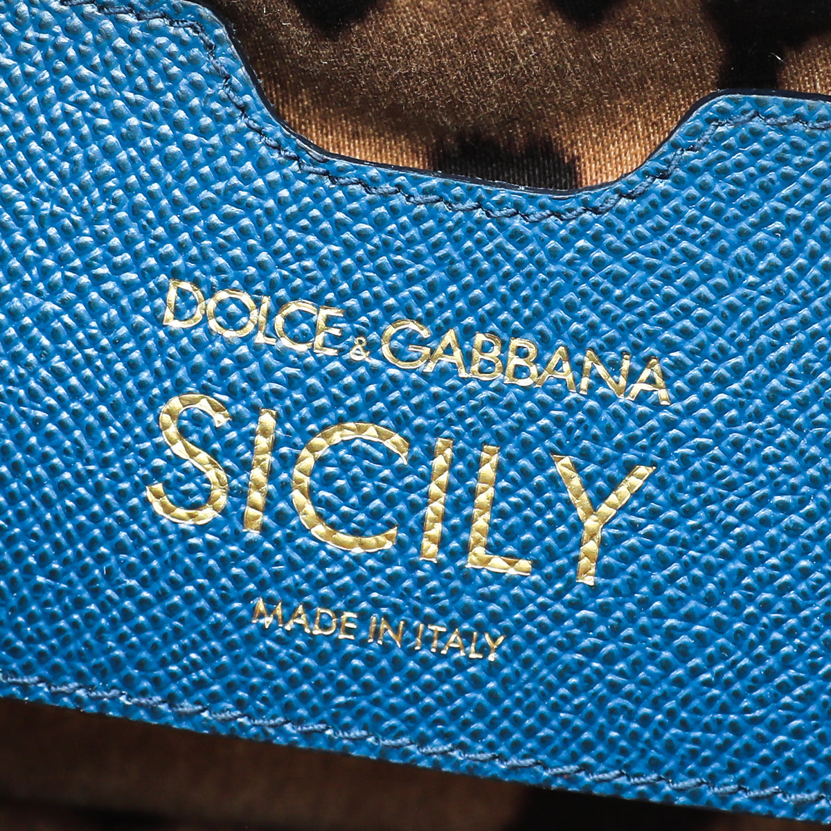 Dolce & Gabbana Blue Sicily Studs Handle Small Bag