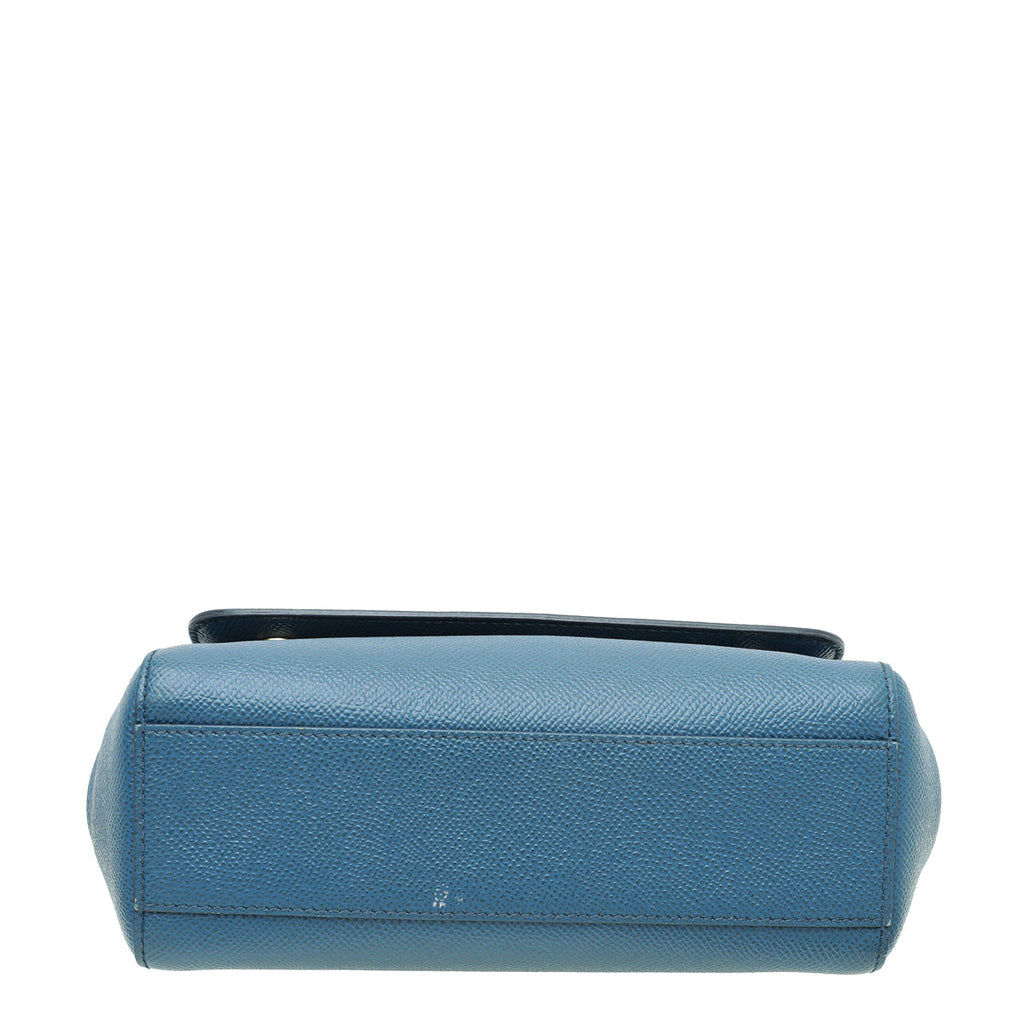 Dolce & Gabbana Blue Sicily Studs Handle Small Bag