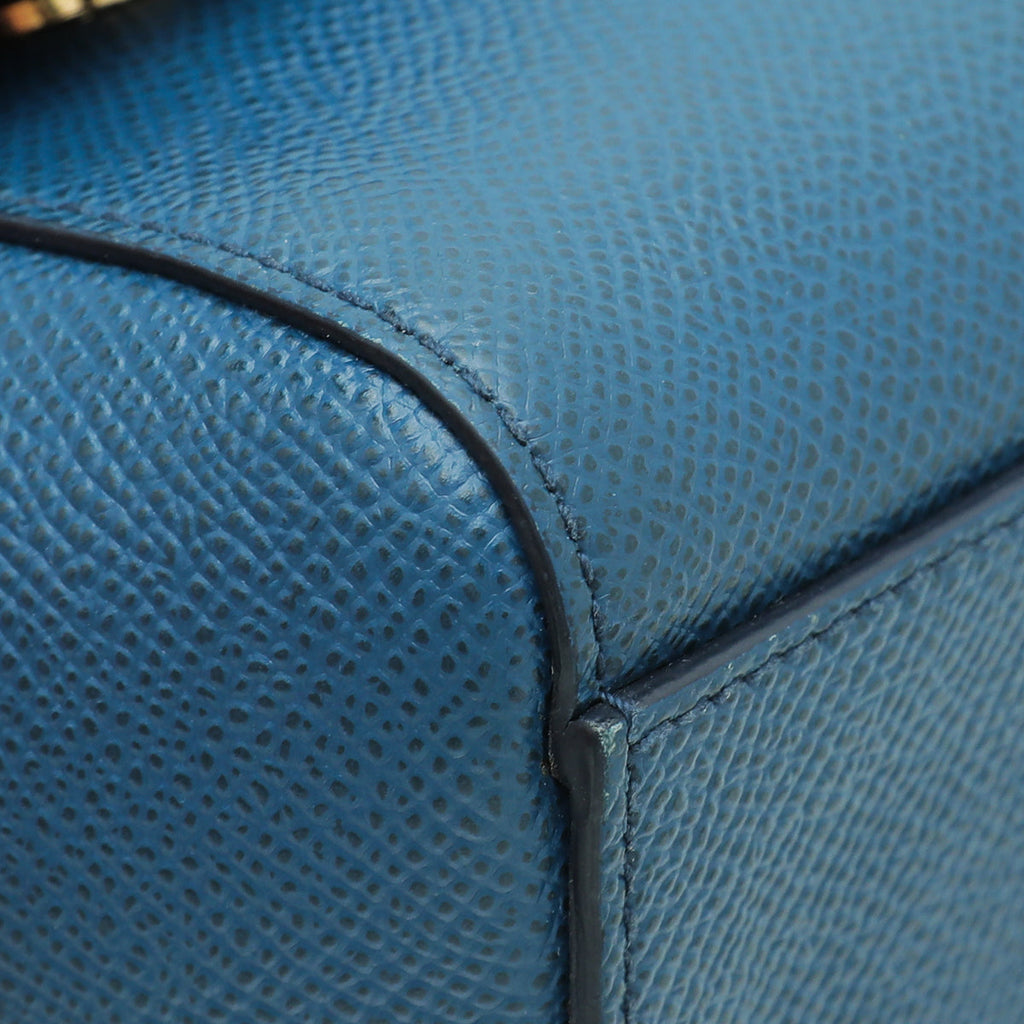 Dolce & Gabbana Blue Sicily Studs Handle Small Bag