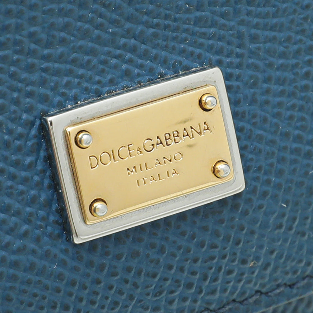 Dolce & Gabbana Blue Sicily Studs Handle Small Bag