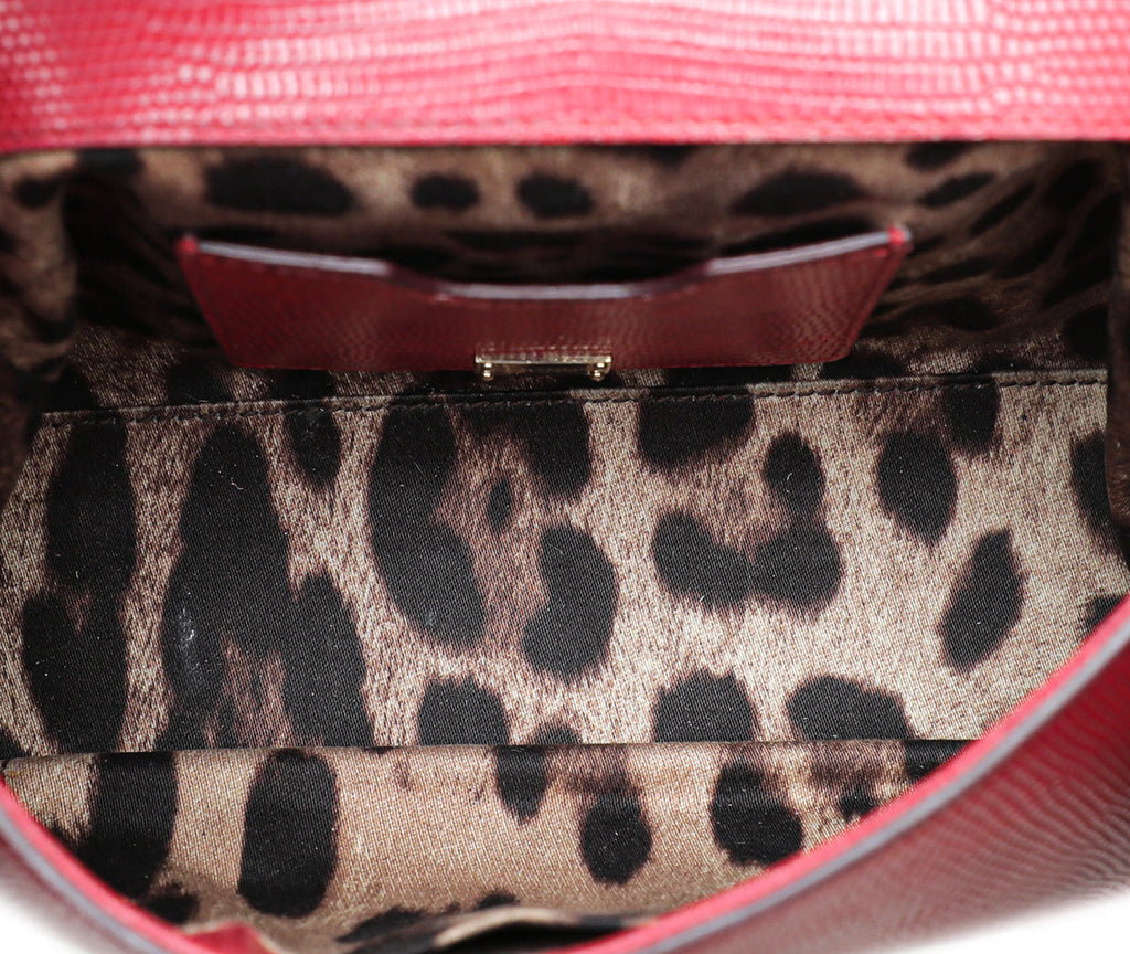 Dolce & Gabbana Red Iguana Print Sicily Small Chain Bag