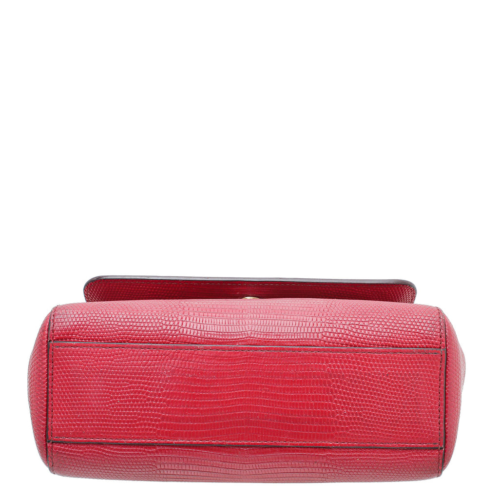 Dolce & Gabbana Red Iguana Print Sicily Small Chain Bag