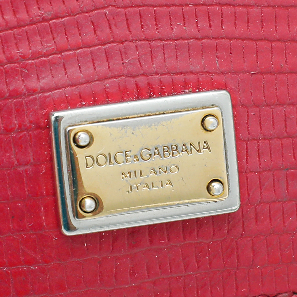 Dolce & Gabbana Red Iguana Print Sicily Small Chain Bag