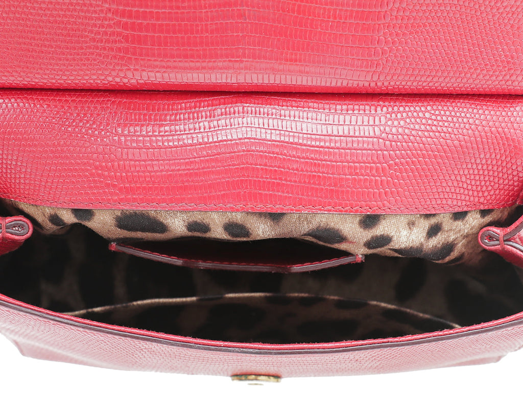Dolce & Gabbana Red Iguana Print Sicily Small Chain Bag