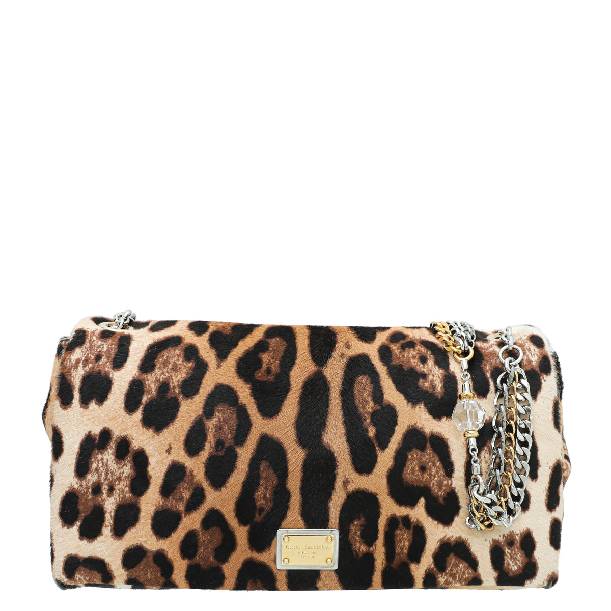 Dolce & Gabbana Brown Leopard Calf Hair Miss Charles Bag