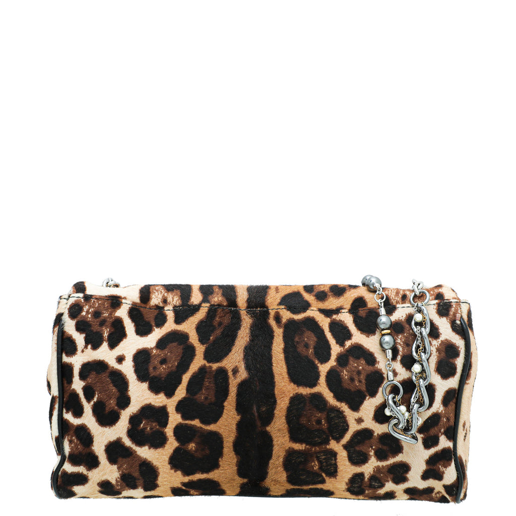 Dolce & Gabbana Brown Leopard Calf Hair Miss Charles Bag