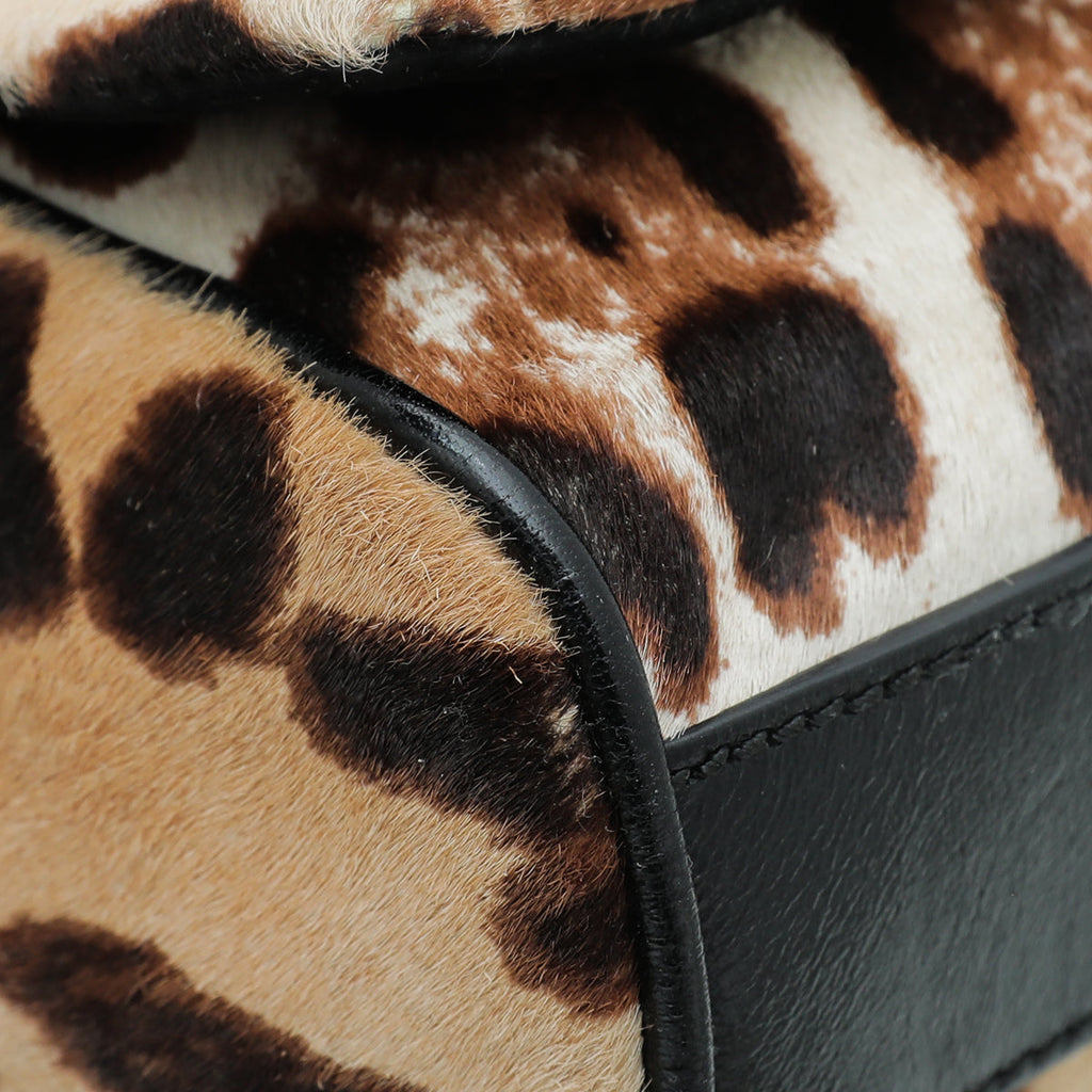 Dolce & Gabbana Brown Leopard Calf Hair Miss Charles Bag