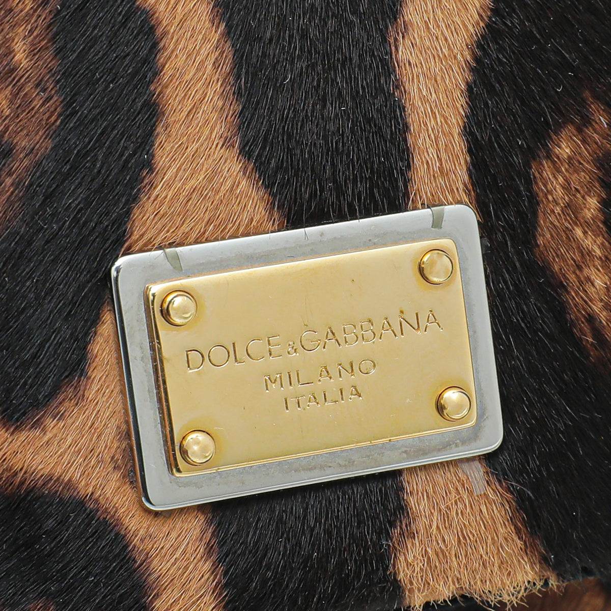 Dolce & Gabbana Brown Leopard Calf Hair Miss Charles Bag