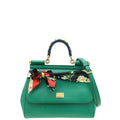 Dolce & Gabbana Green Dauphine Studded Handle Sicily Bag W/ Twilly