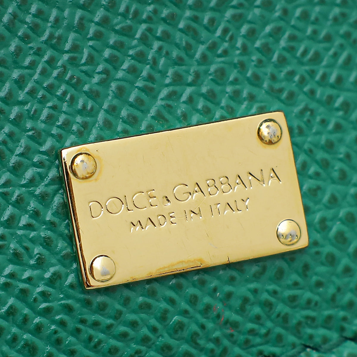 Dolce & Gabbana Green Dauphine Studded Handle Sicily Bag W/ Twilly