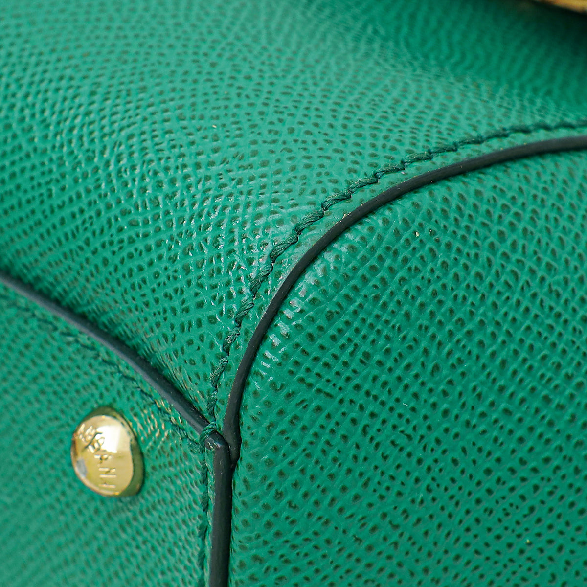 Dolce & Gabbana Green Dauphine Studded Handle Sicily Bag W/ Twilly