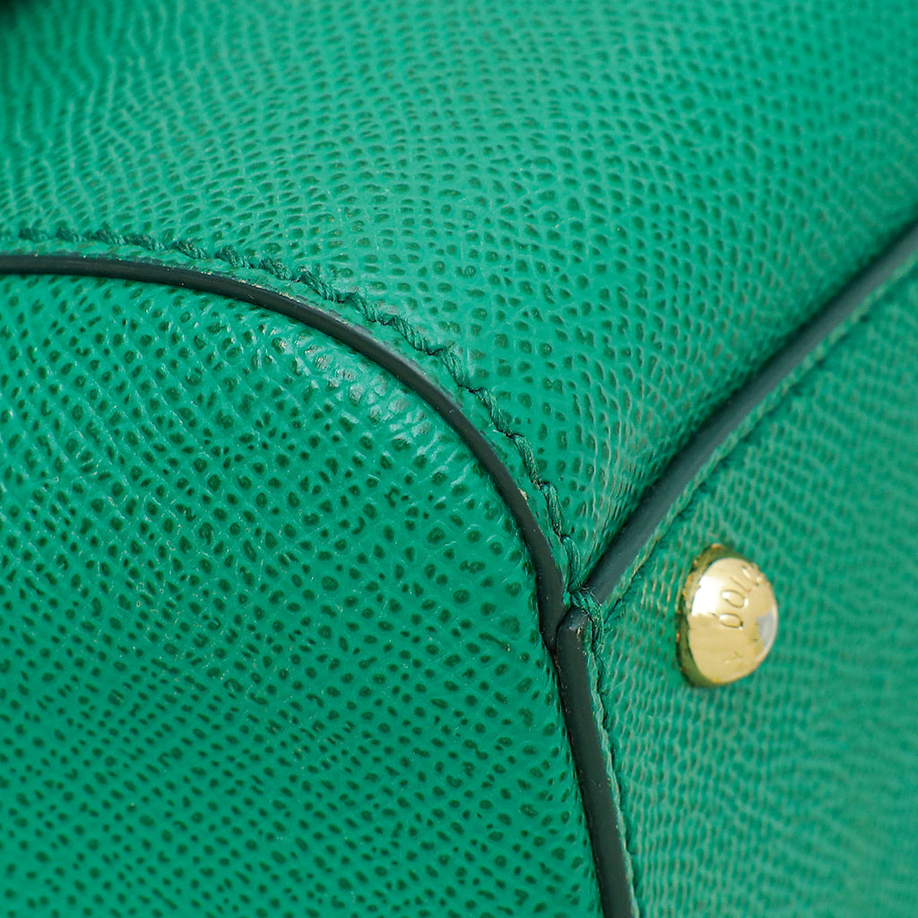 Dolce & Gabbana Green Dauphine Studded Handle Sicily Bag W/ Twilly