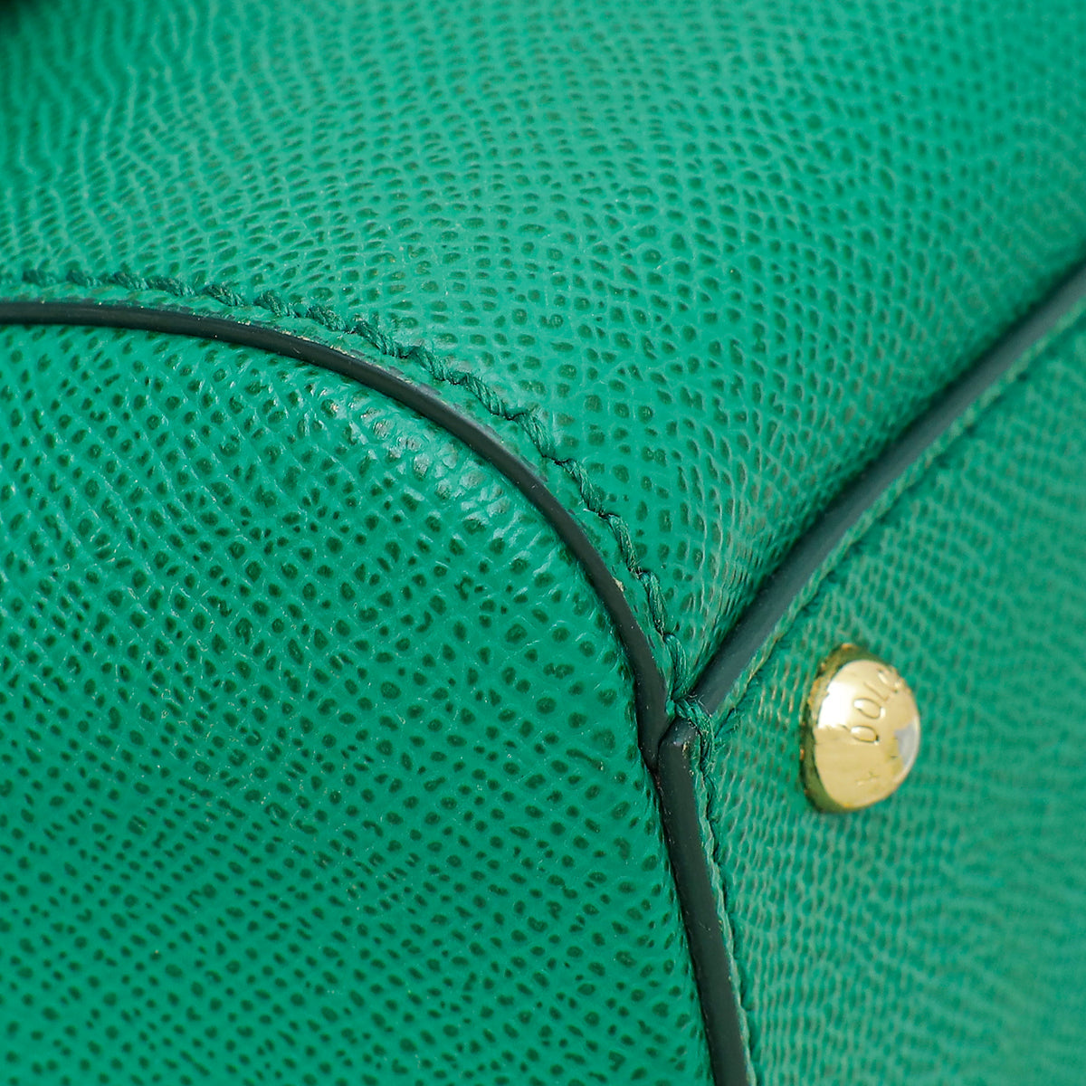 Dolce & Gabbana Green Dauphine Studded Handle Sicily Bag W/ Twilly