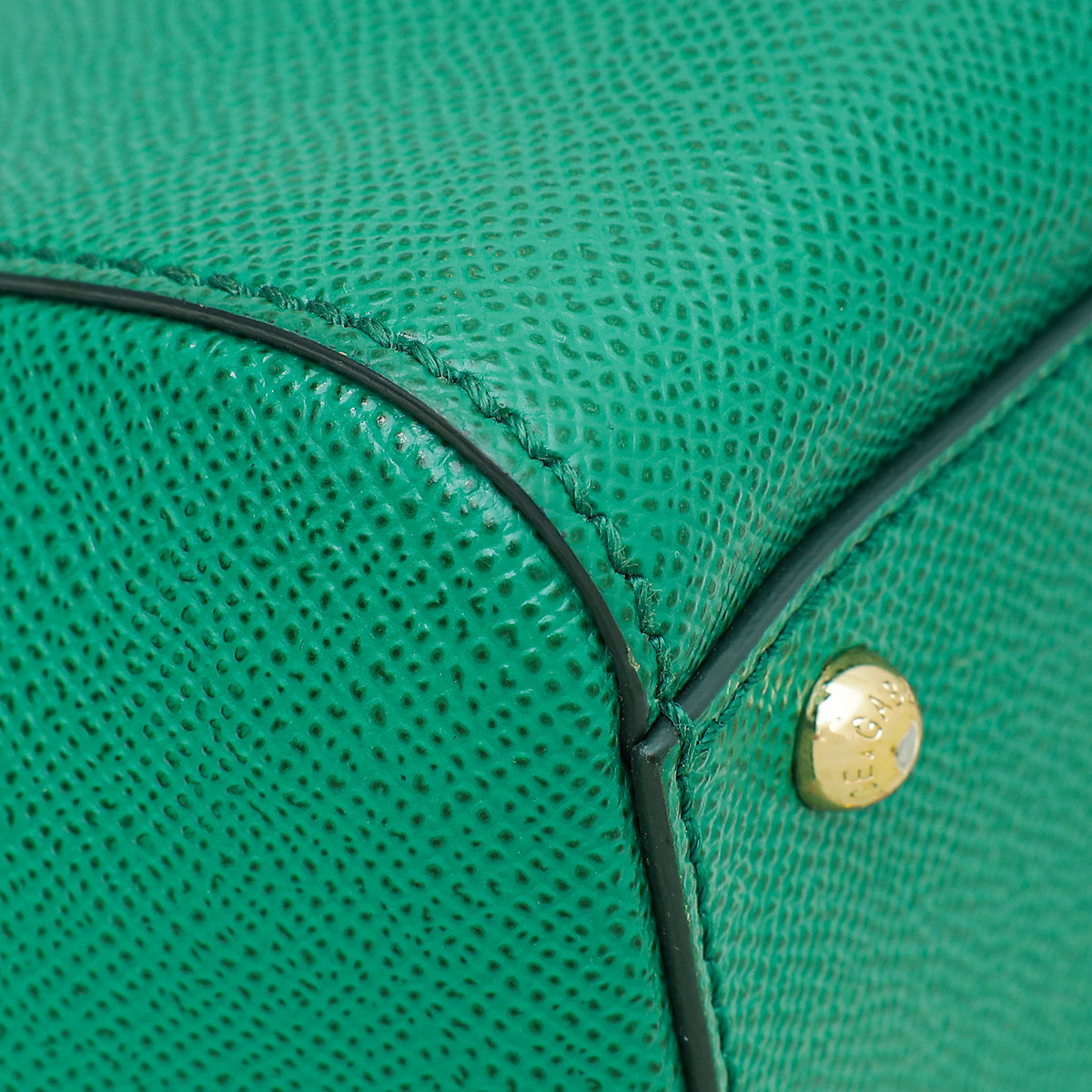 Dolce & Gabbana Green Dauphine Studded Handle Sicily Bag W/ Twilly