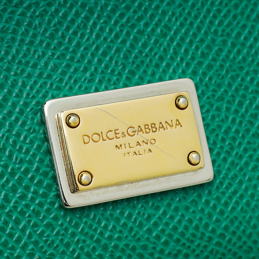 Dolce & Gabbana Green Dauphine Studded Handle Sicily Bag W/ Twilly
