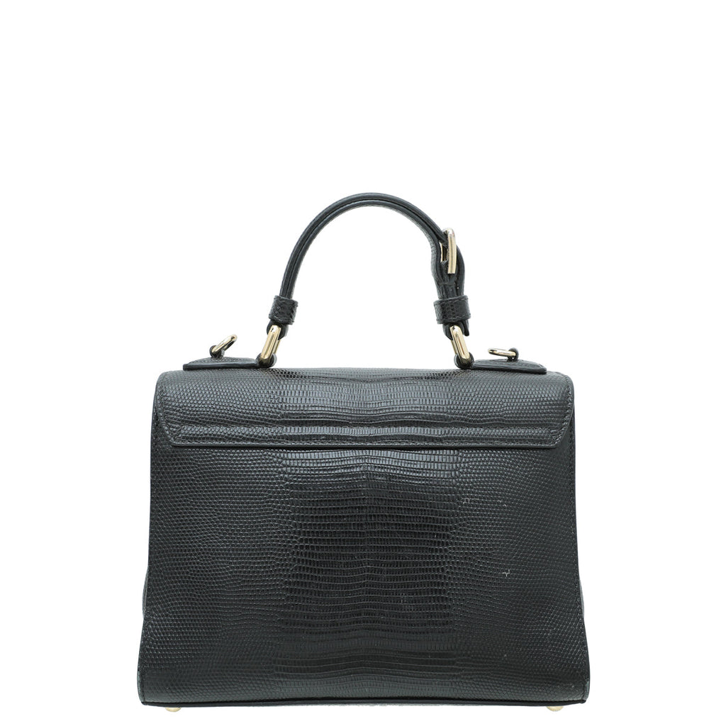 Dolce & Gabbana Black Iguana Print Miss Monica Small Bag