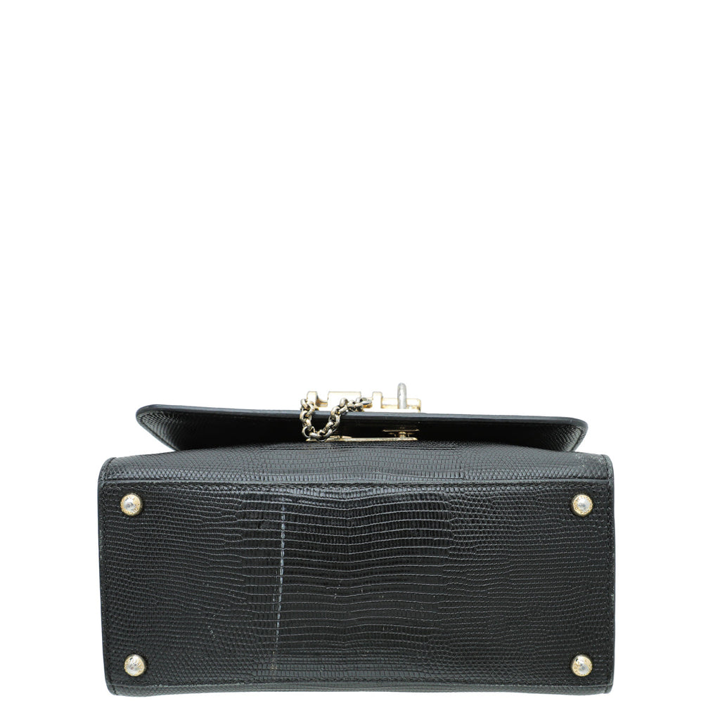 Dolce & Gabbana Black Iguana Print Miss Monica Small Bag