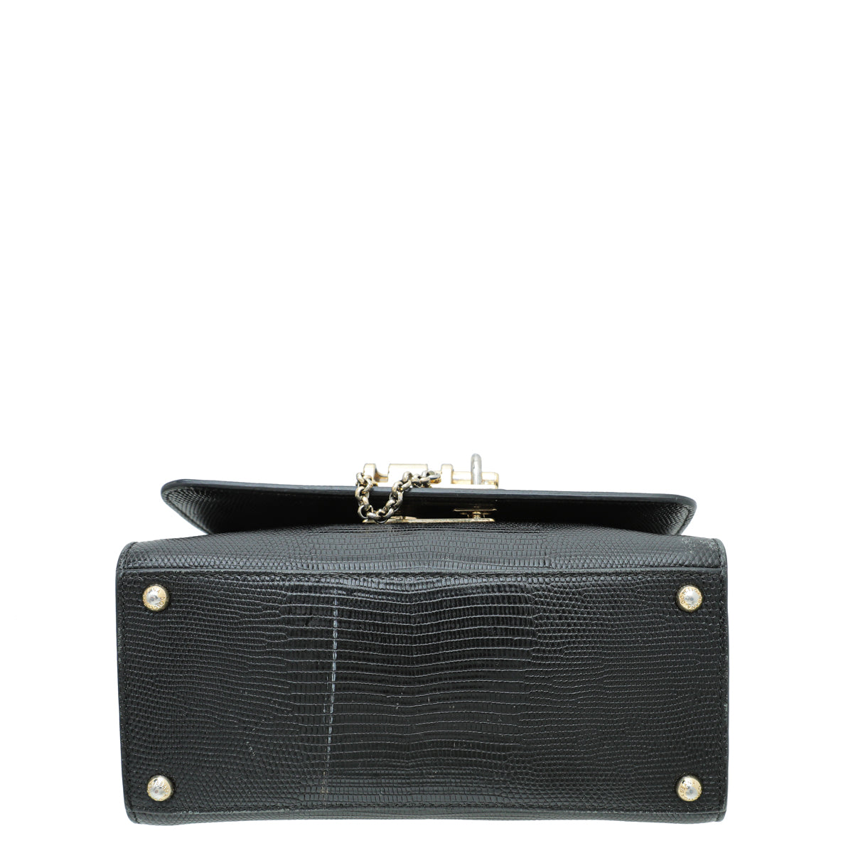 Dolce & Gabbana Black Iguana Print Miss Monica Small Bag
