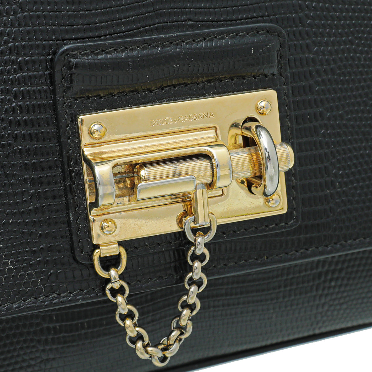 Dolce & Gabbana Black Iguana Print Miss Monica Small Bag