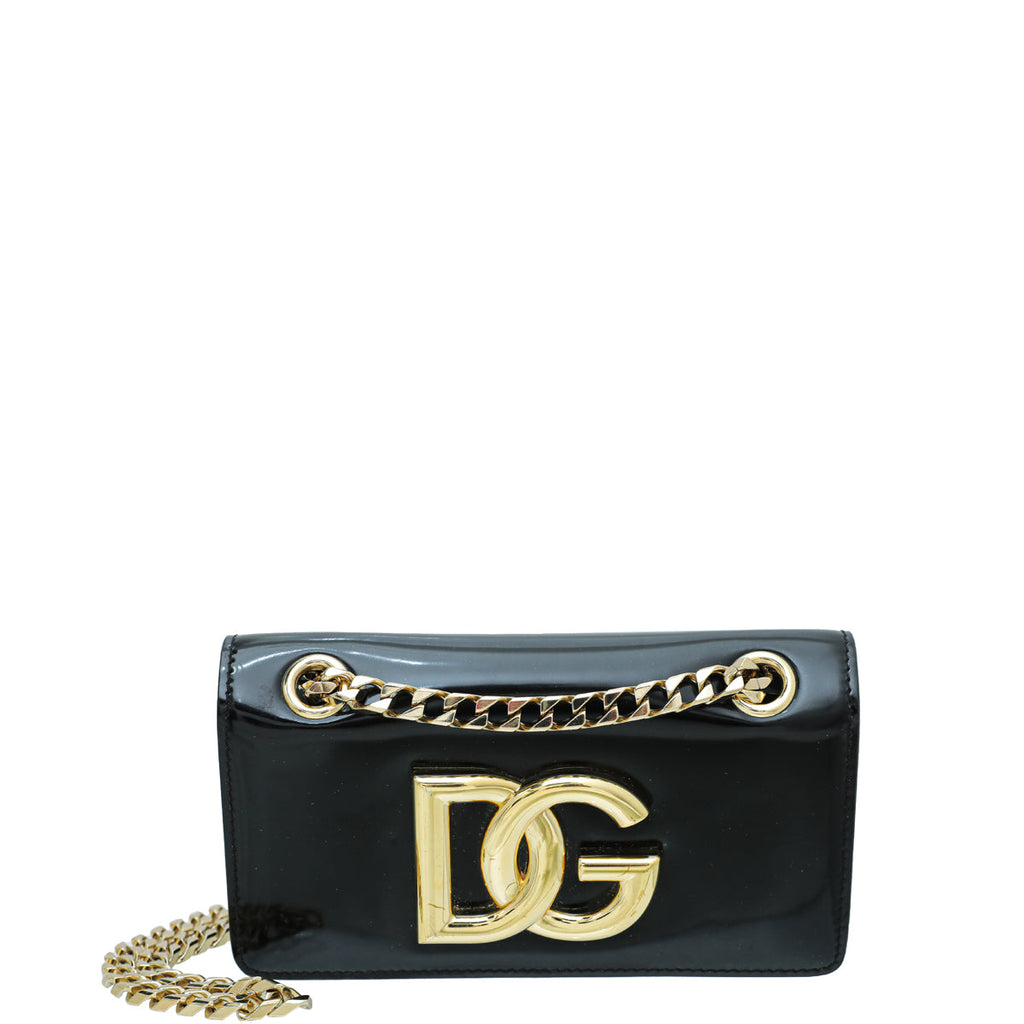 Dolce & Gabbana Black DG 3.5 Polished Phone Chain Bag