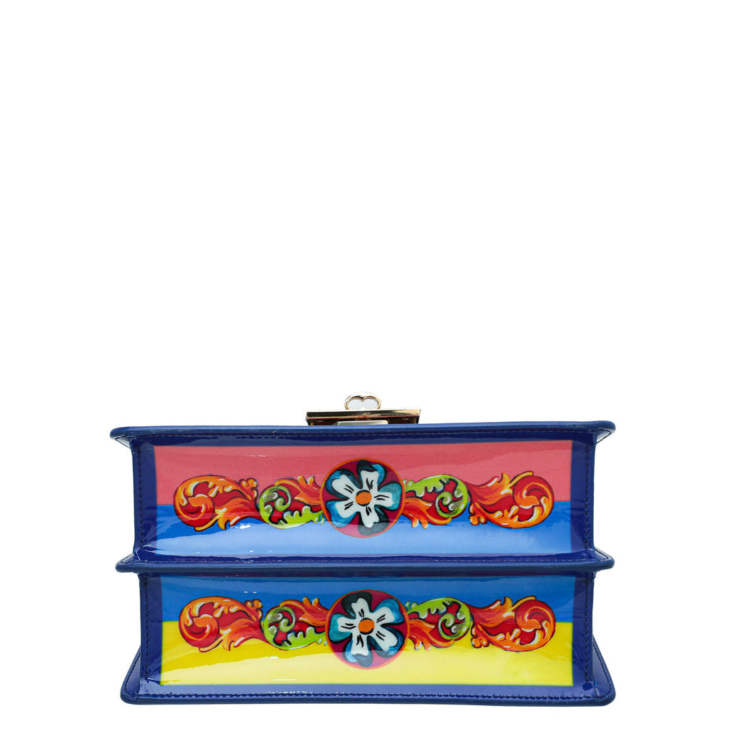 Dolce & Gabbana Blue Rosalia Multicolor Flap Chain Bag
