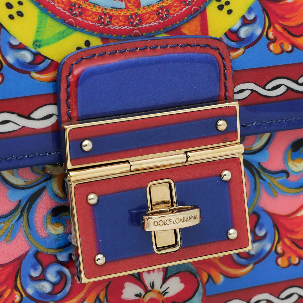 Dolce & Gabbana Blue Rosalia Multicolor Flap Chain Bag