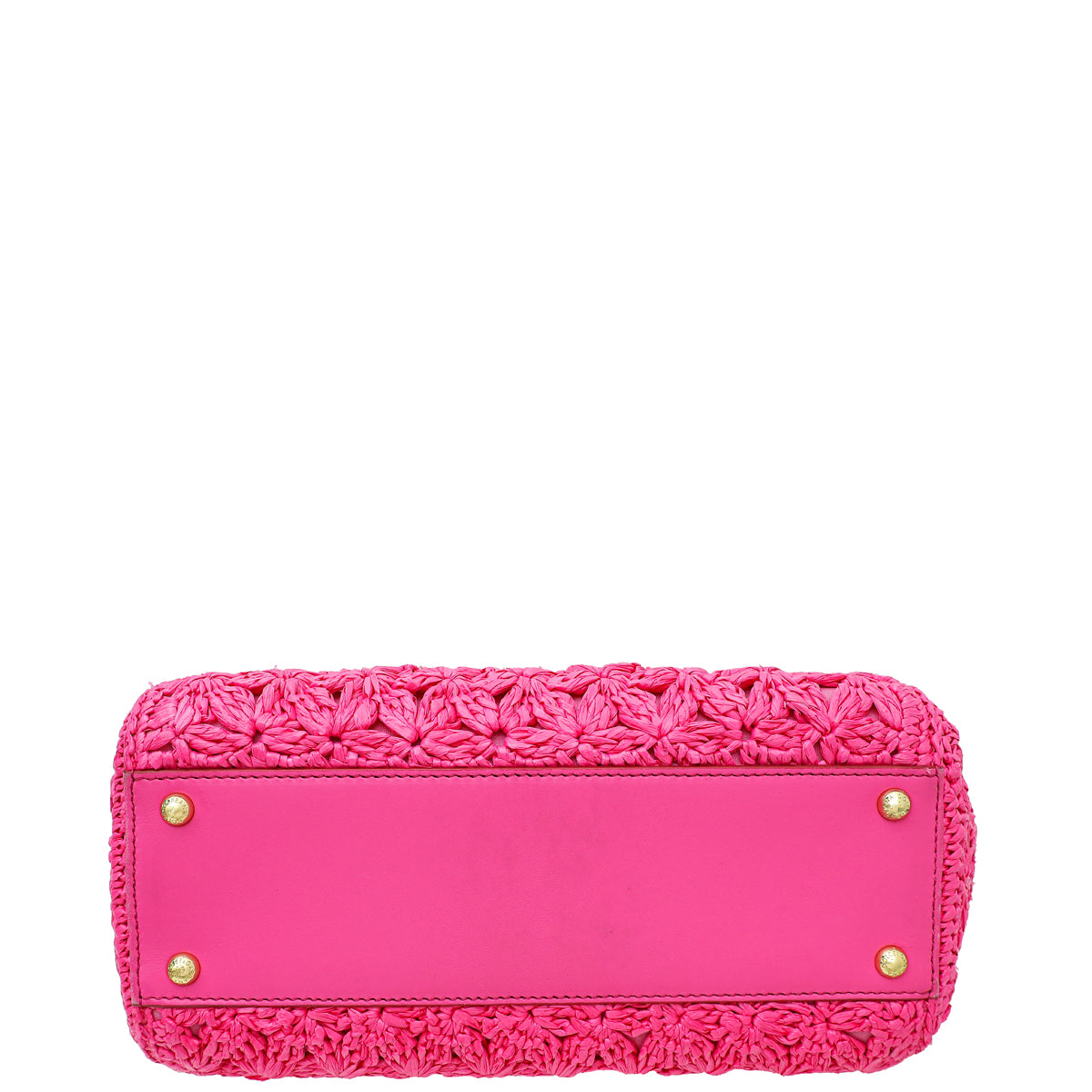 Dolce & Gabbana Fuchsia Raffia Sicily Medium Flap Bag