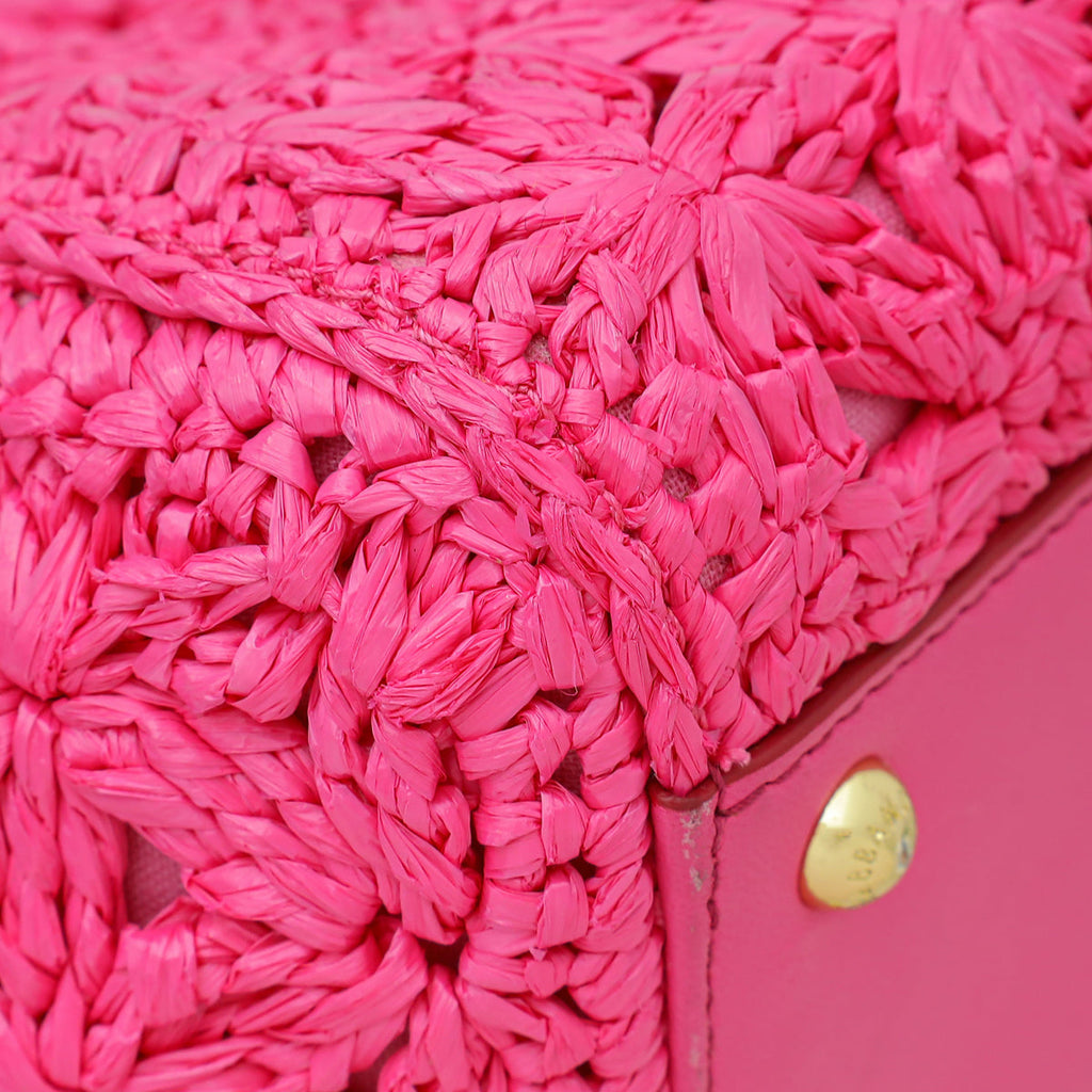 Dolce & Gabbana Fuchsia Raffia Sicily Medium Flap Bag