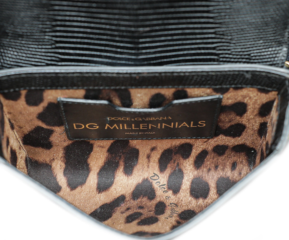 Dolce & Gabbana Black Iguana Print DG Millennials Small Crossbody Bag