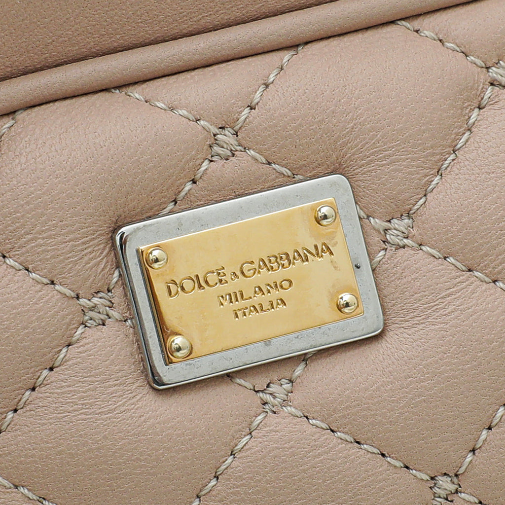 Dolce & Gabbana Nude Quilted Top Handle Camera Bag
