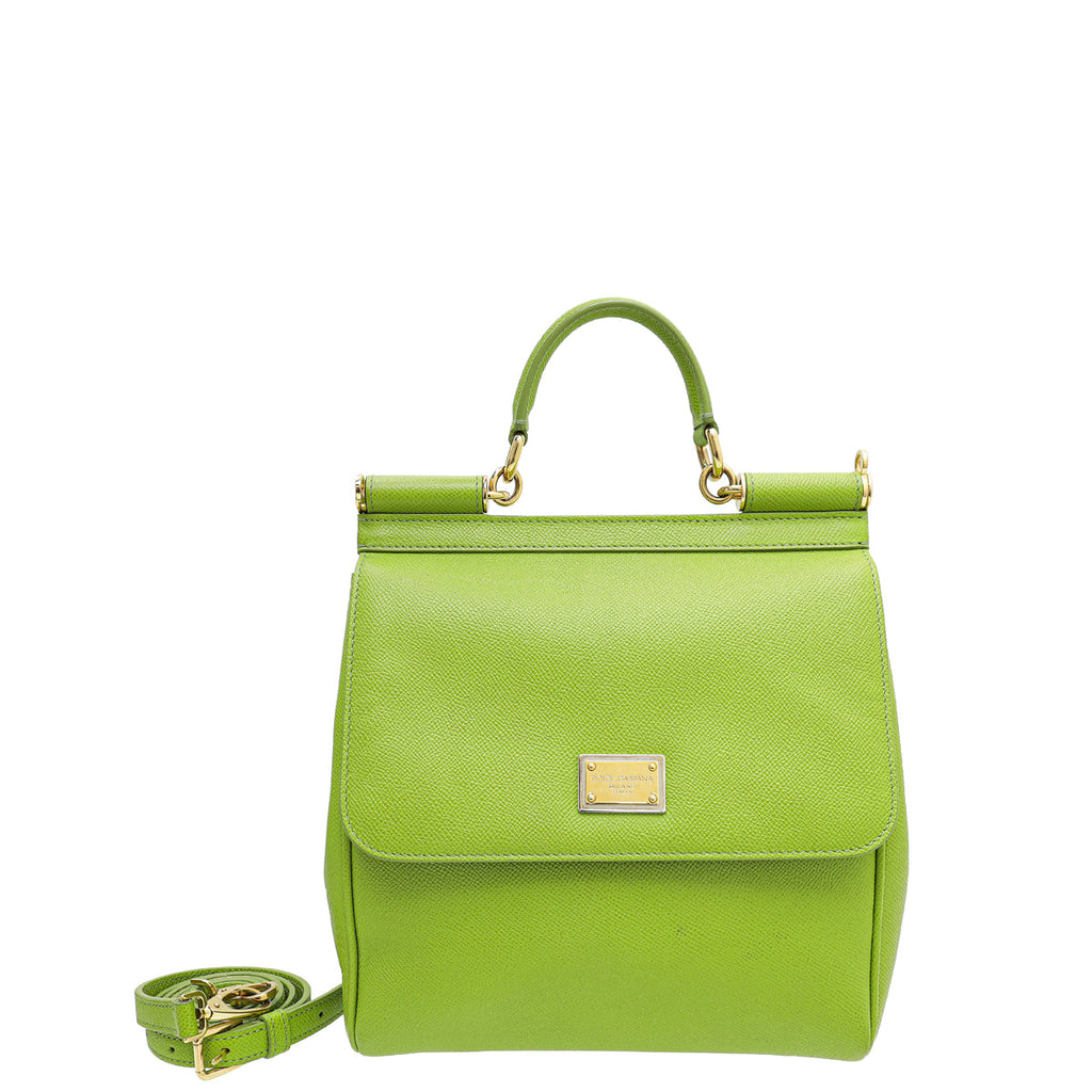 Dolce & Gabbana Apple Green Dauphine Flat Vertical Sicily Bag