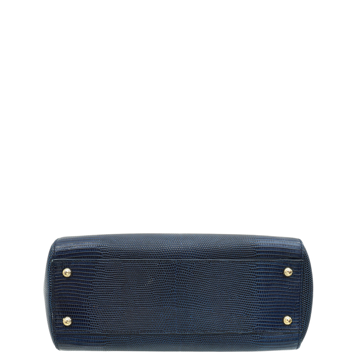 Dolce & Gabbana Navy Blue Sicily Iguana Print Medium Bag