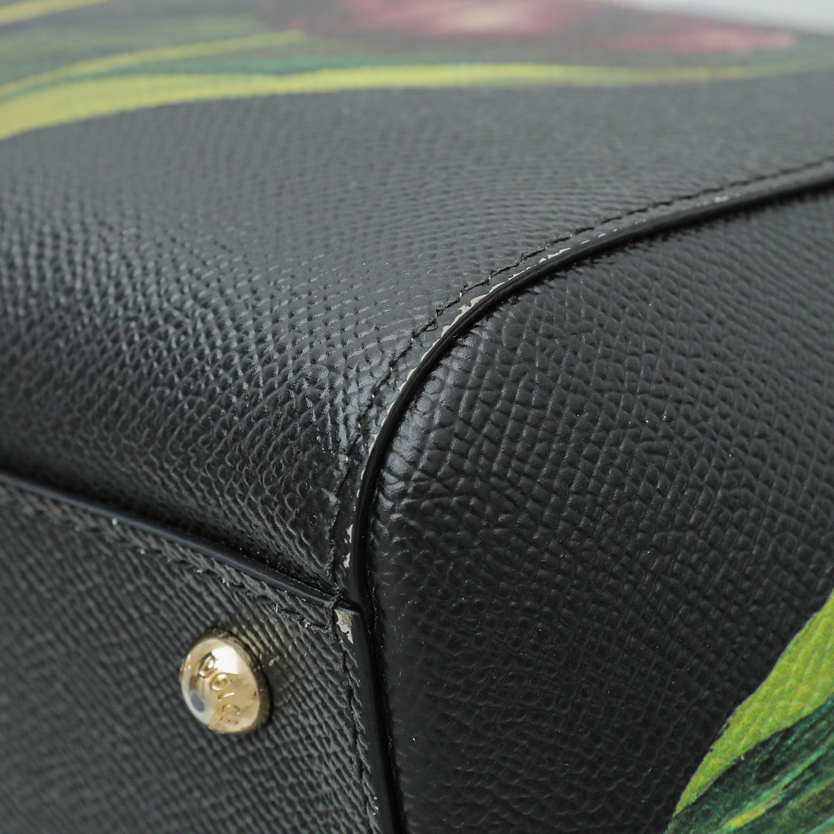 Dolce & Gabbana Black Dauphine Sicily Print Medium Bag