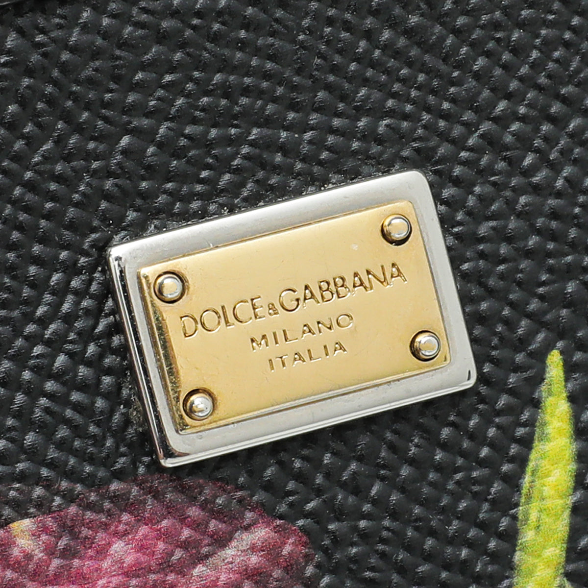 Dolce & Gabbana Black Dauphine Sicily Print Medium Bag